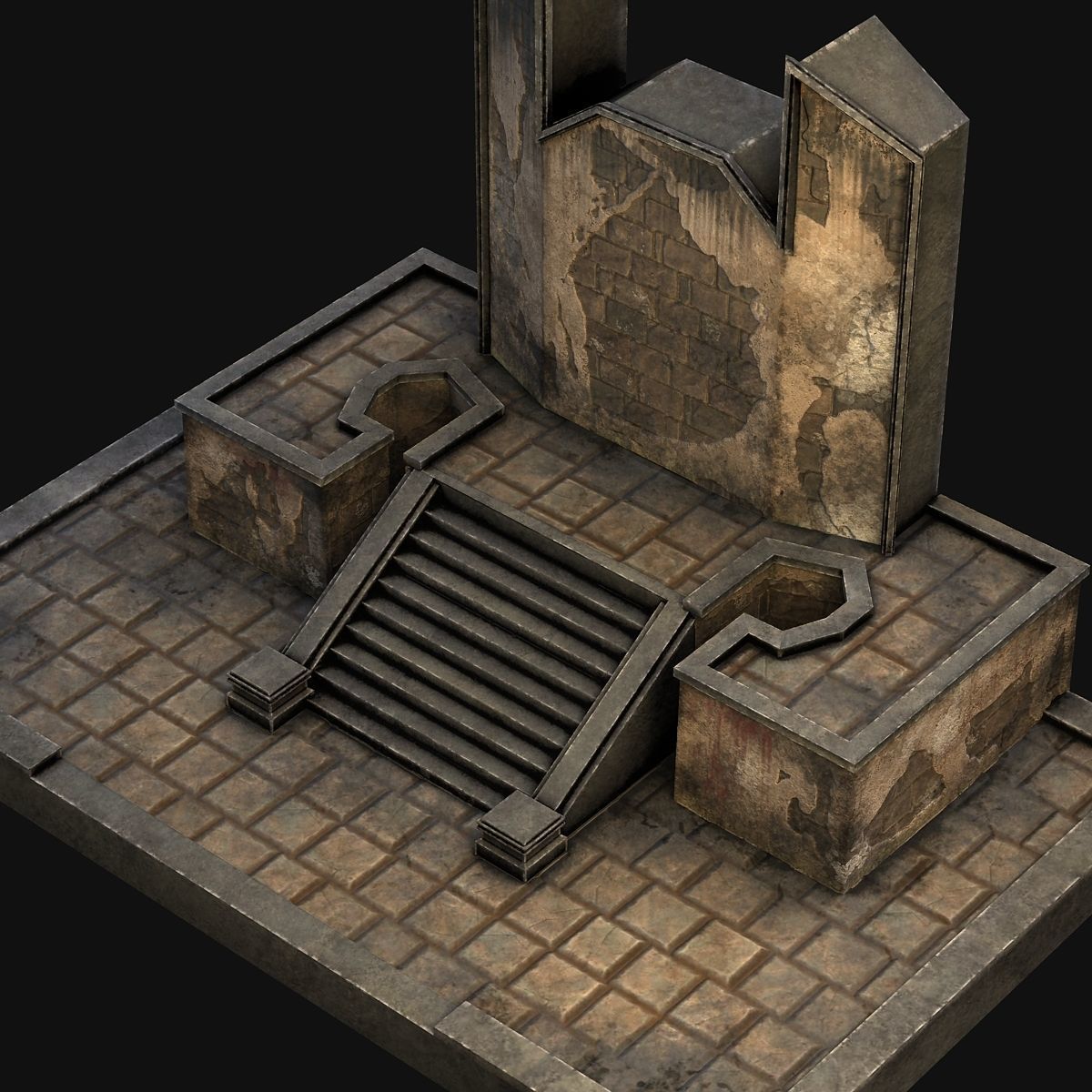A pedestal with steps 3D model_5