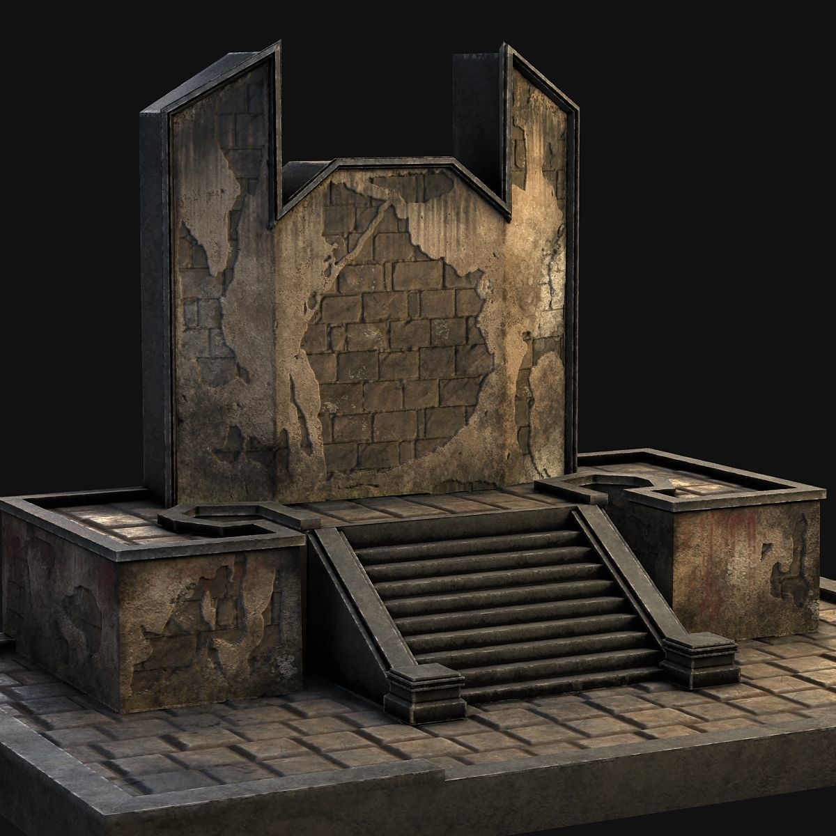 A pedestal with steps 3D model_3