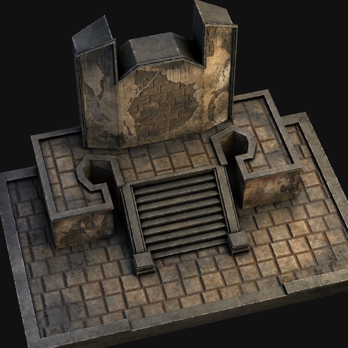 A pedestal with steps 3D model_6