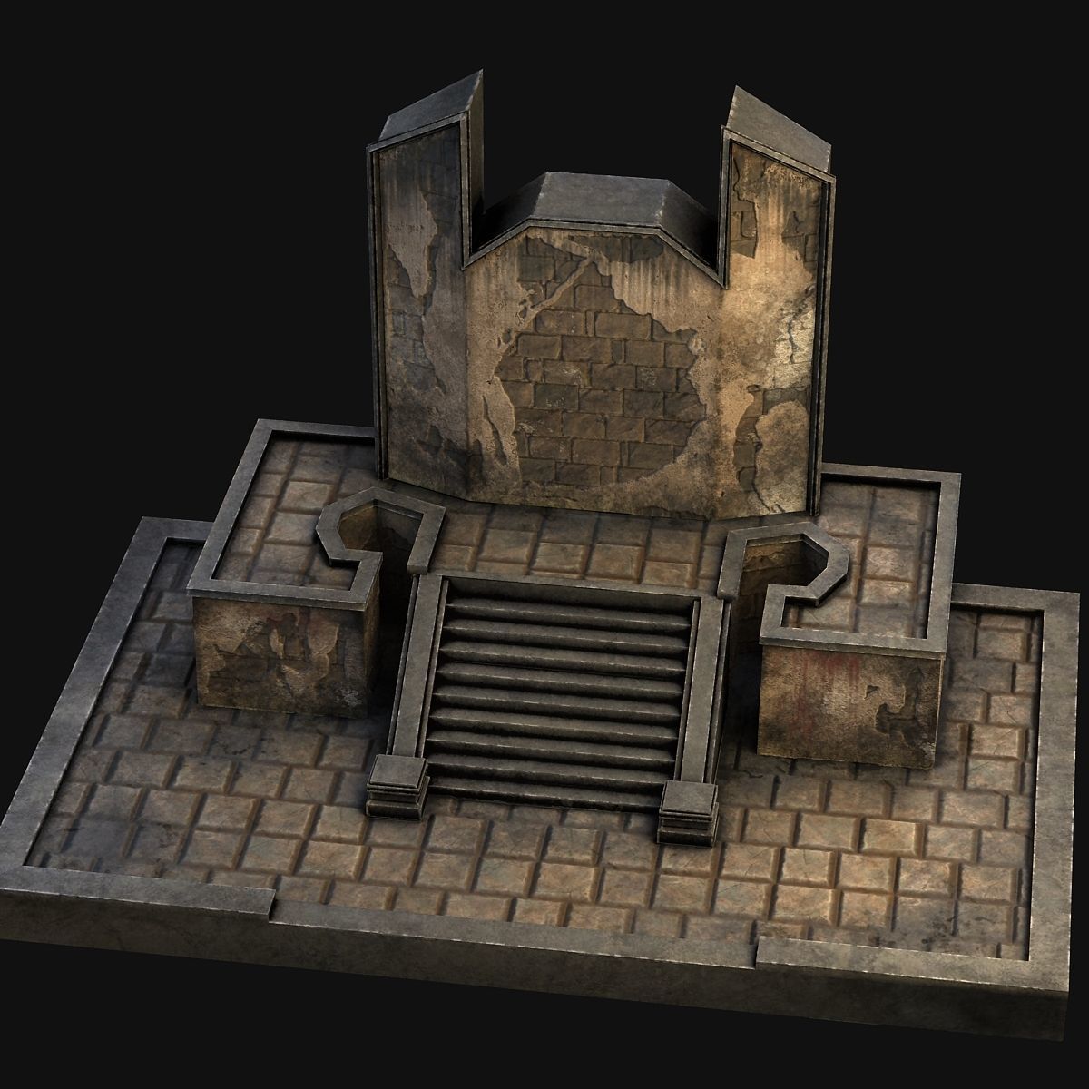 A pedestal with steps 3D model_8