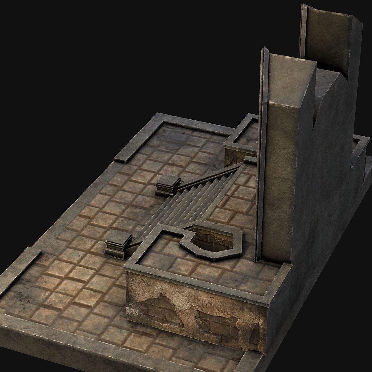 A pedestal with steps 3D model_7