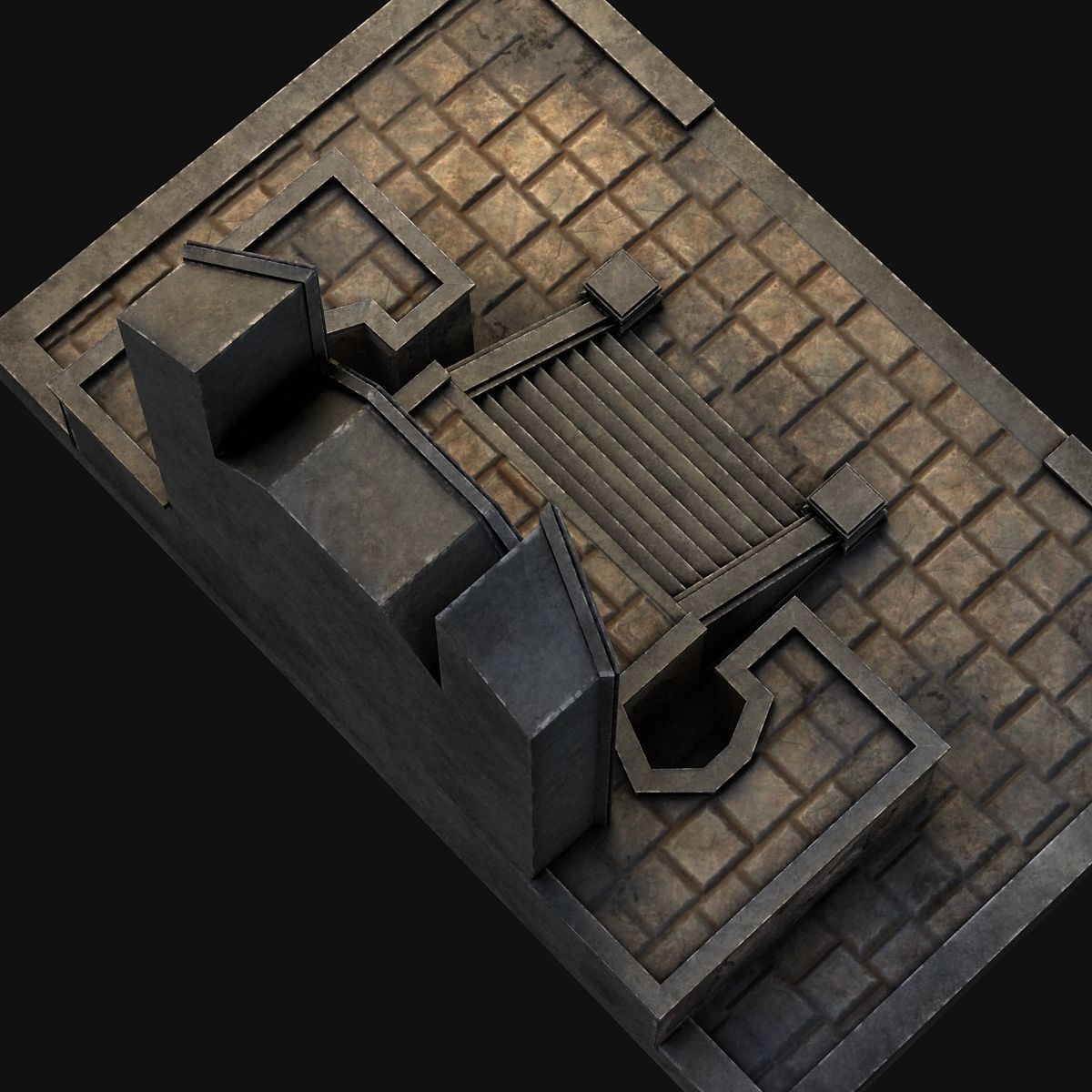 A pedestal with steps 3D model_4