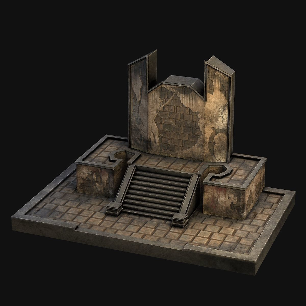 A pedestal with steps 3D model_9
