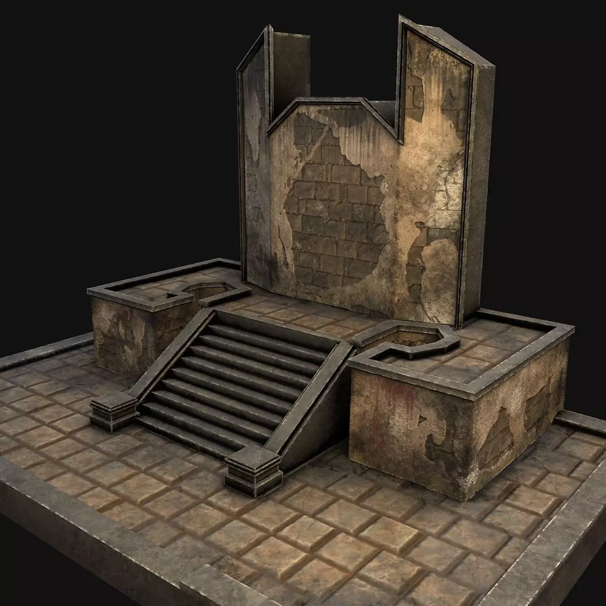 A pedestal with steps 3D model_0
