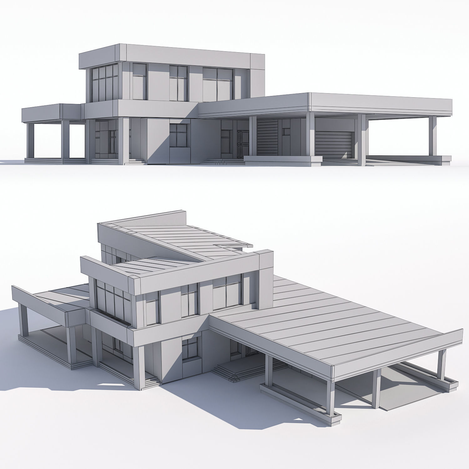 Modern country house 3D model_2