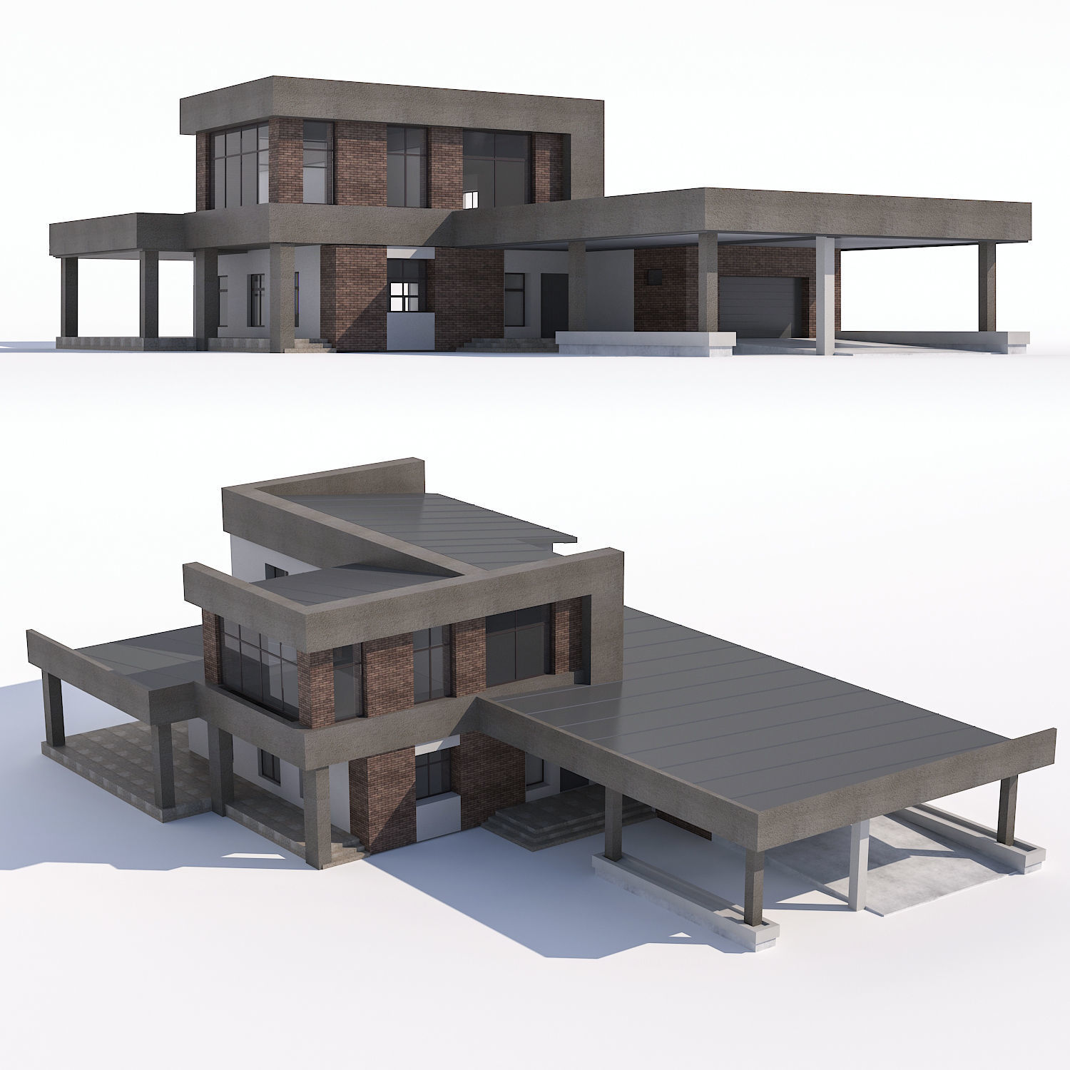 Modern country house 3D model_1