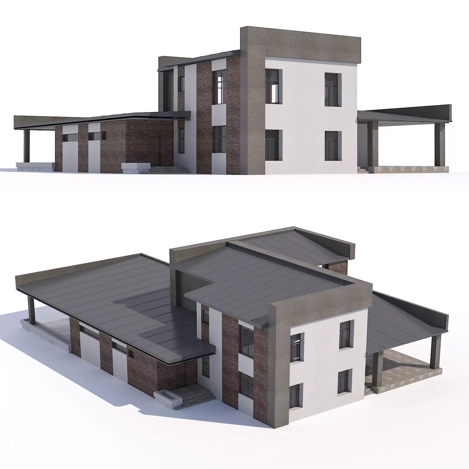 Modern country house 3D model_0