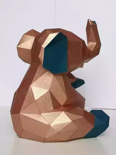 Baby Elephant lowpoly paper Free low-poly 3D model