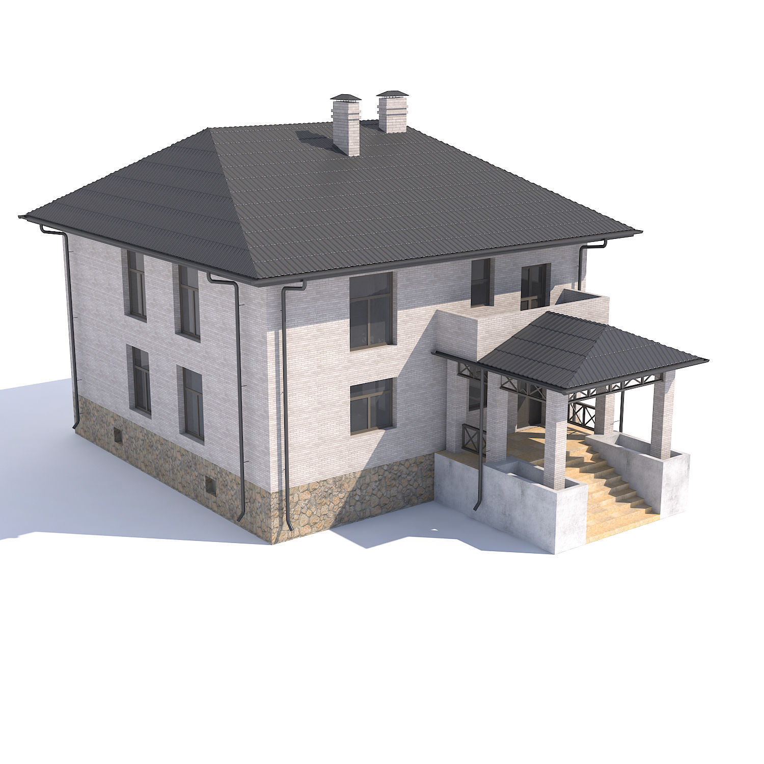 Cottage house 3D model_1