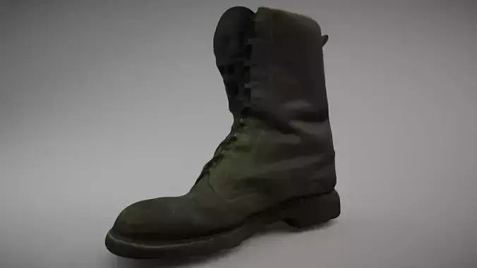 Boot 3D model low poly military Low-poly 3D model