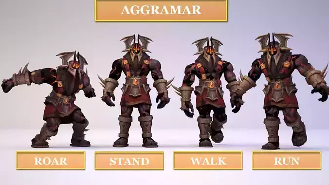 Aggramar character from game world of warcraft Low-poly 3D model