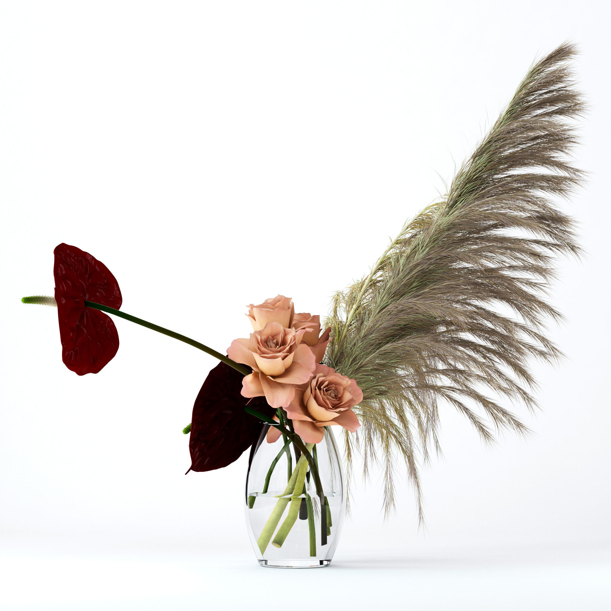 Pale roses and Co 3D model_4