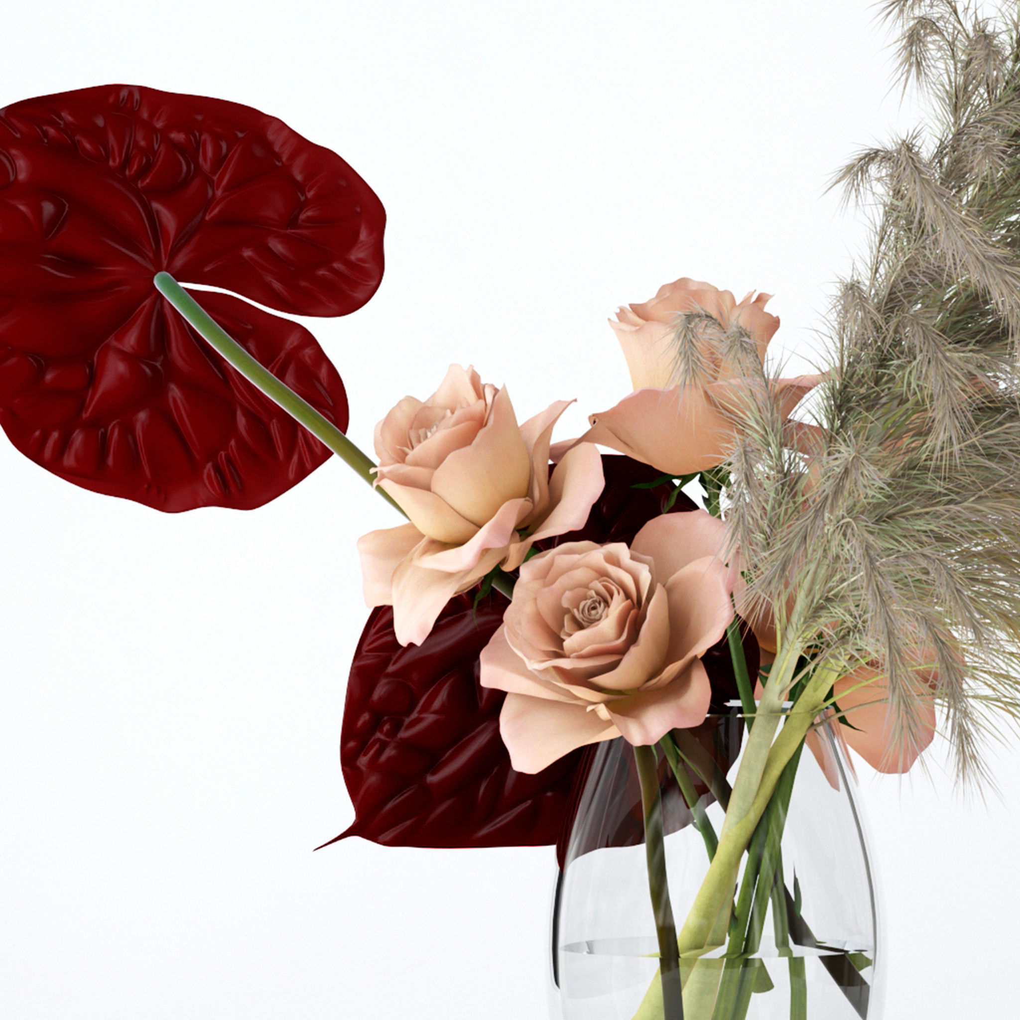 Pale roses and Co 3D model_7