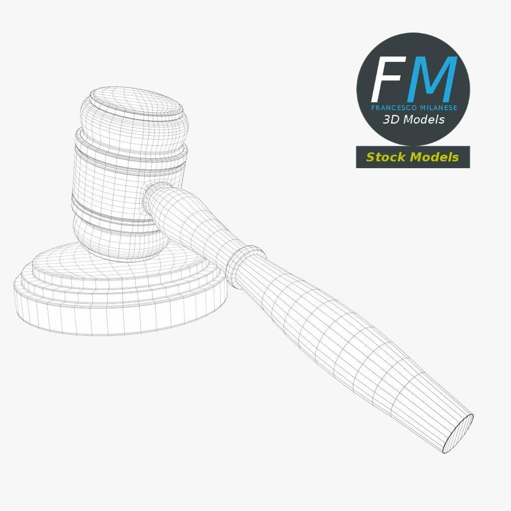 Law hammer gavel 3D model_7