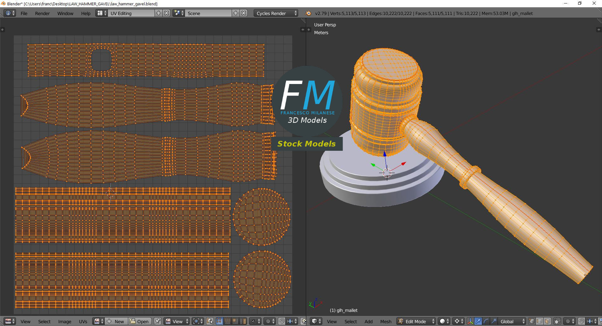 Law hammer gavel 3D model_10