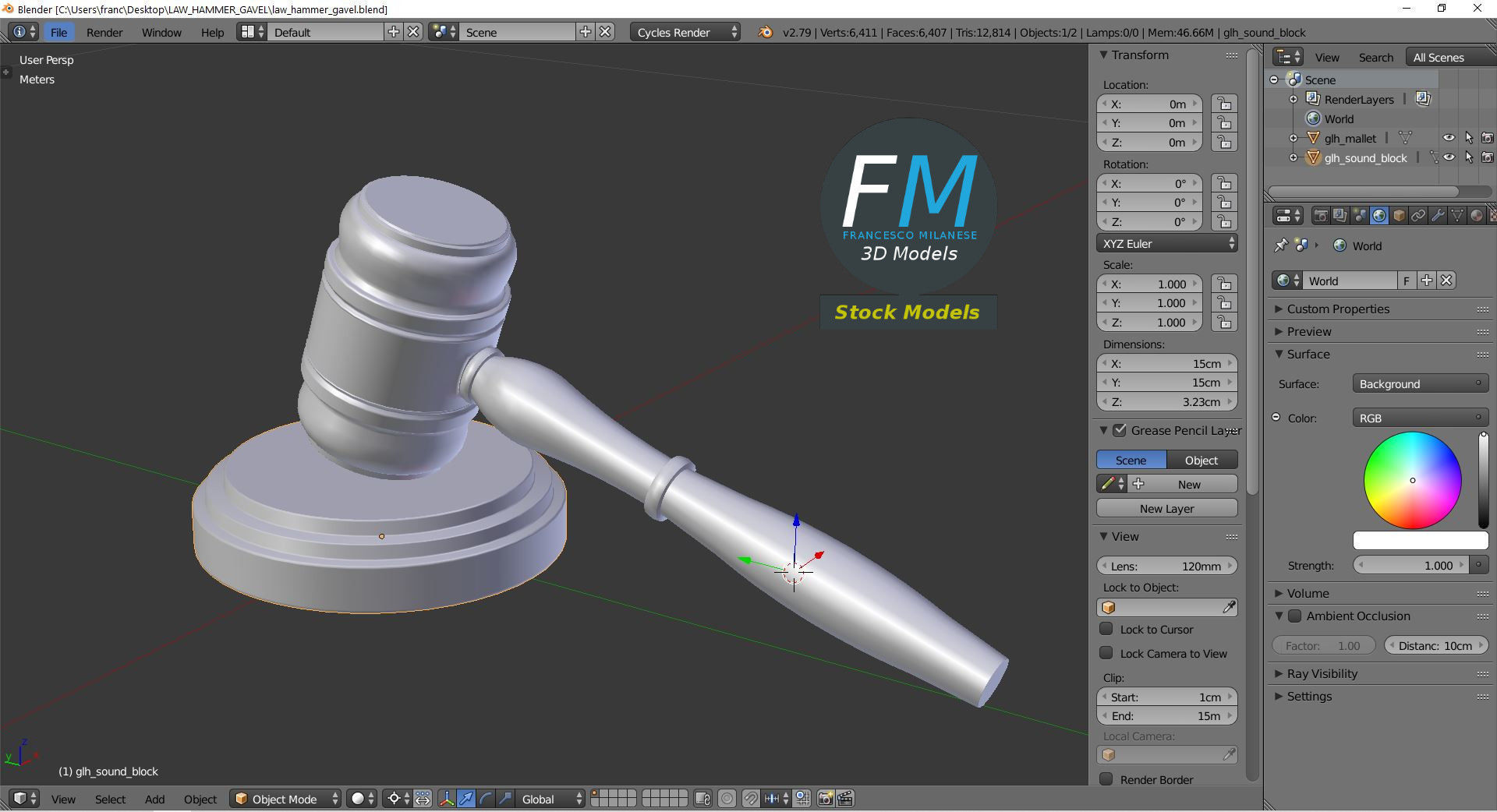 Law hammer gavel 3D model_9