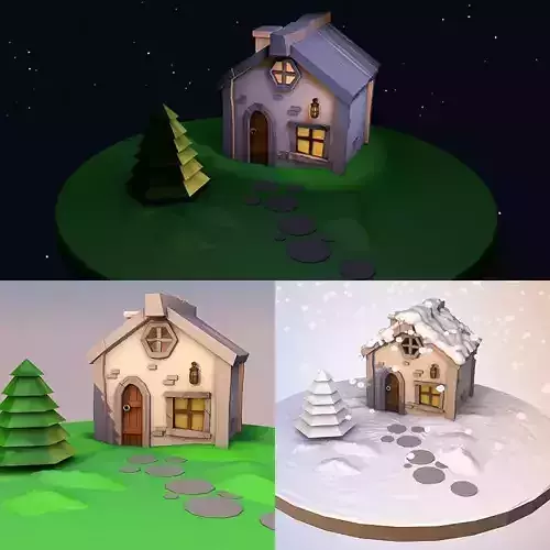simple low poly stony house