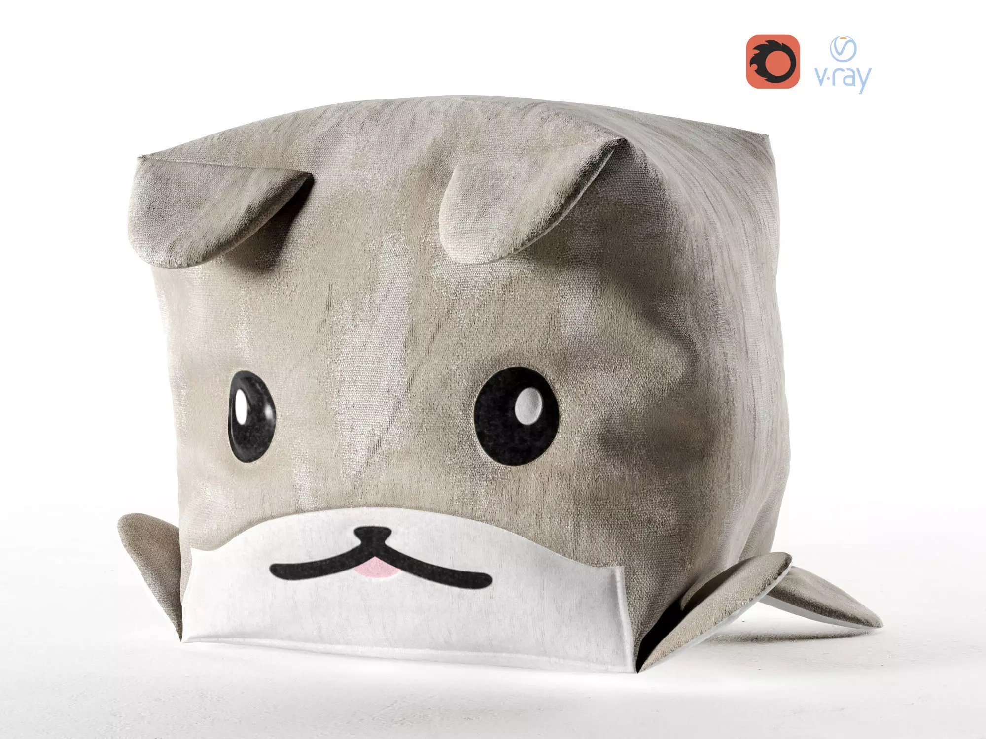 Pouf Dog Cube Low-poly 3D model