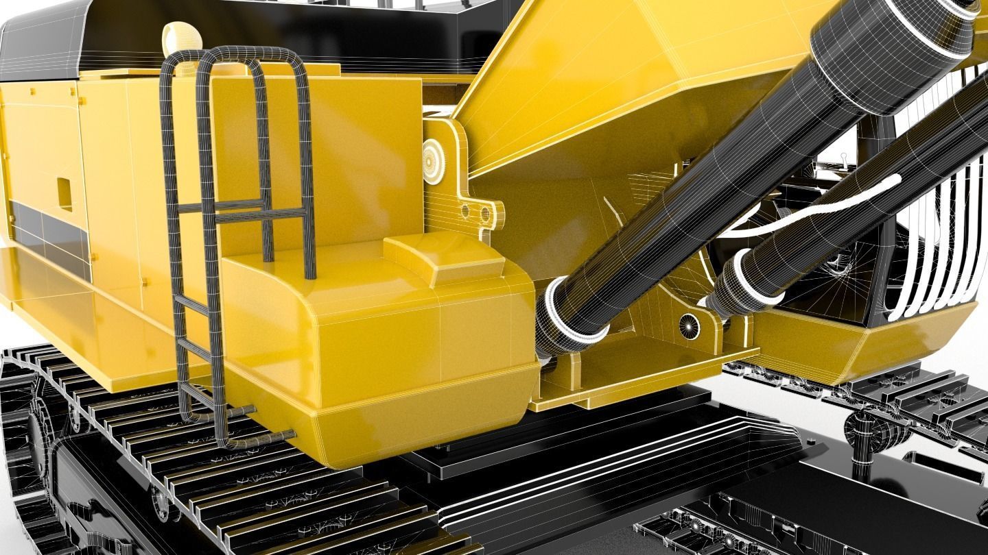 Standard Excavator High Poly 3D model_14