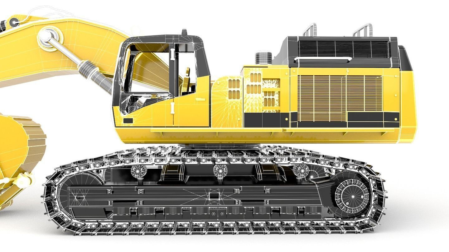 Standard Excavator High Poly 3D model_11