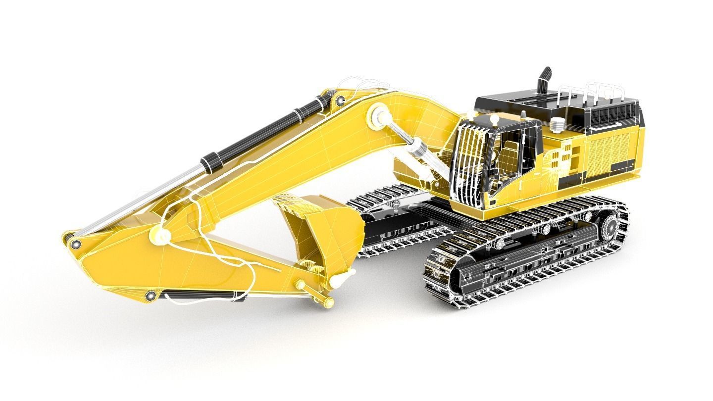 Standard Excavator High Poly 3D model_10