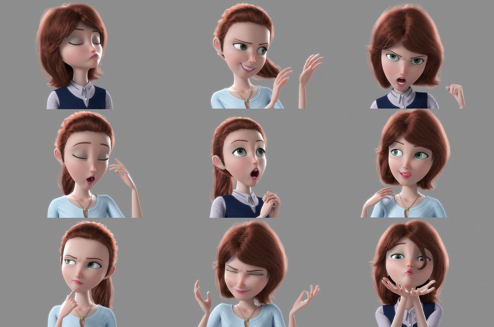 Cartoon Family Rigged V1 3D model_5