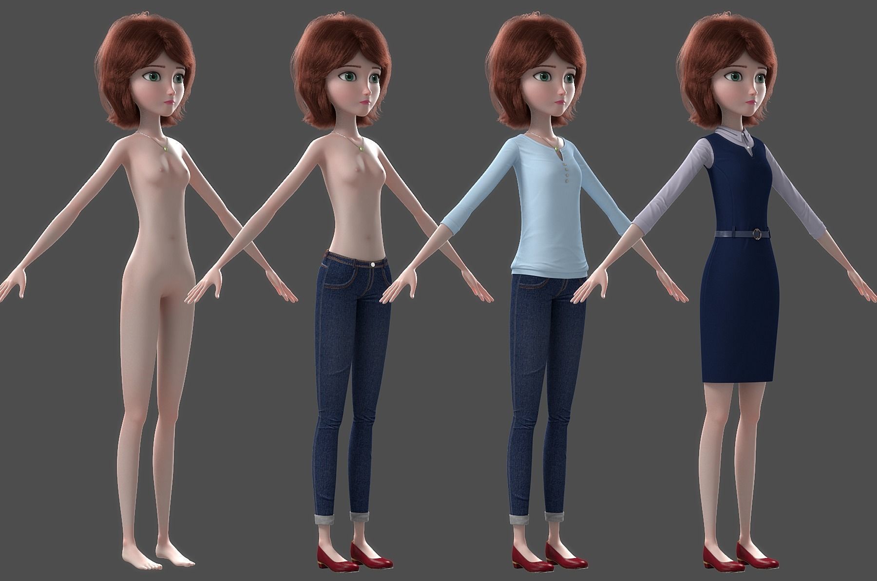 Cartoon Family Rigged V1 3D model_12