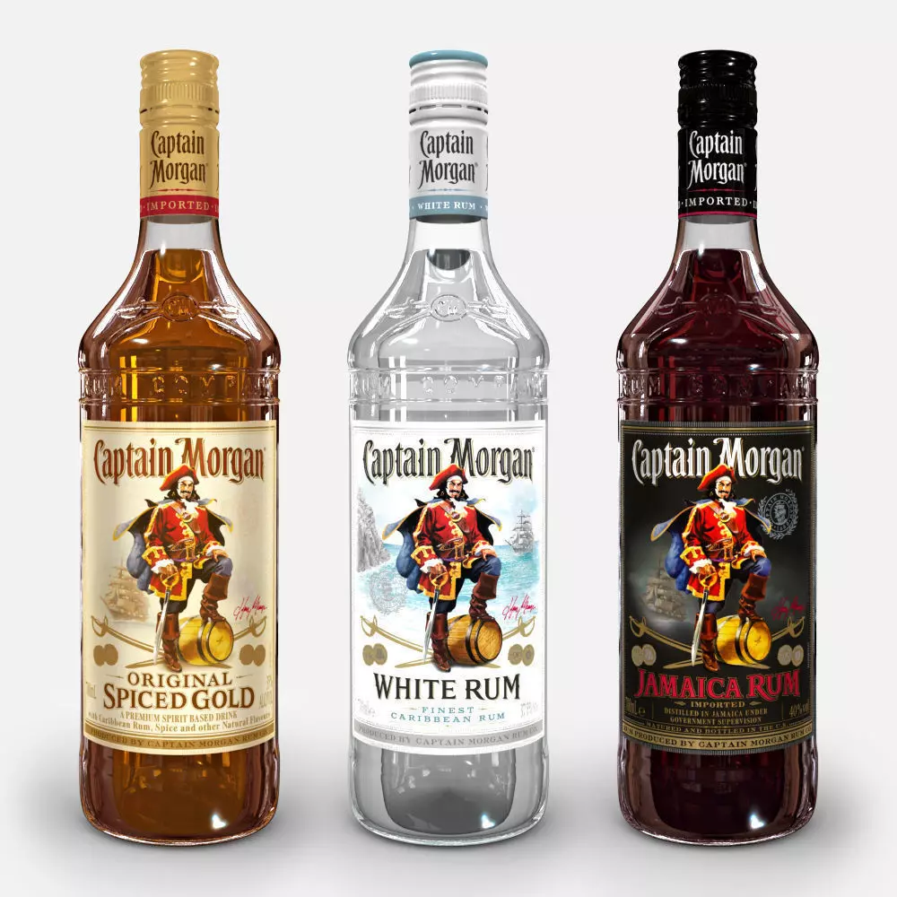 Captain Morgan Bottle Set 3D model_0