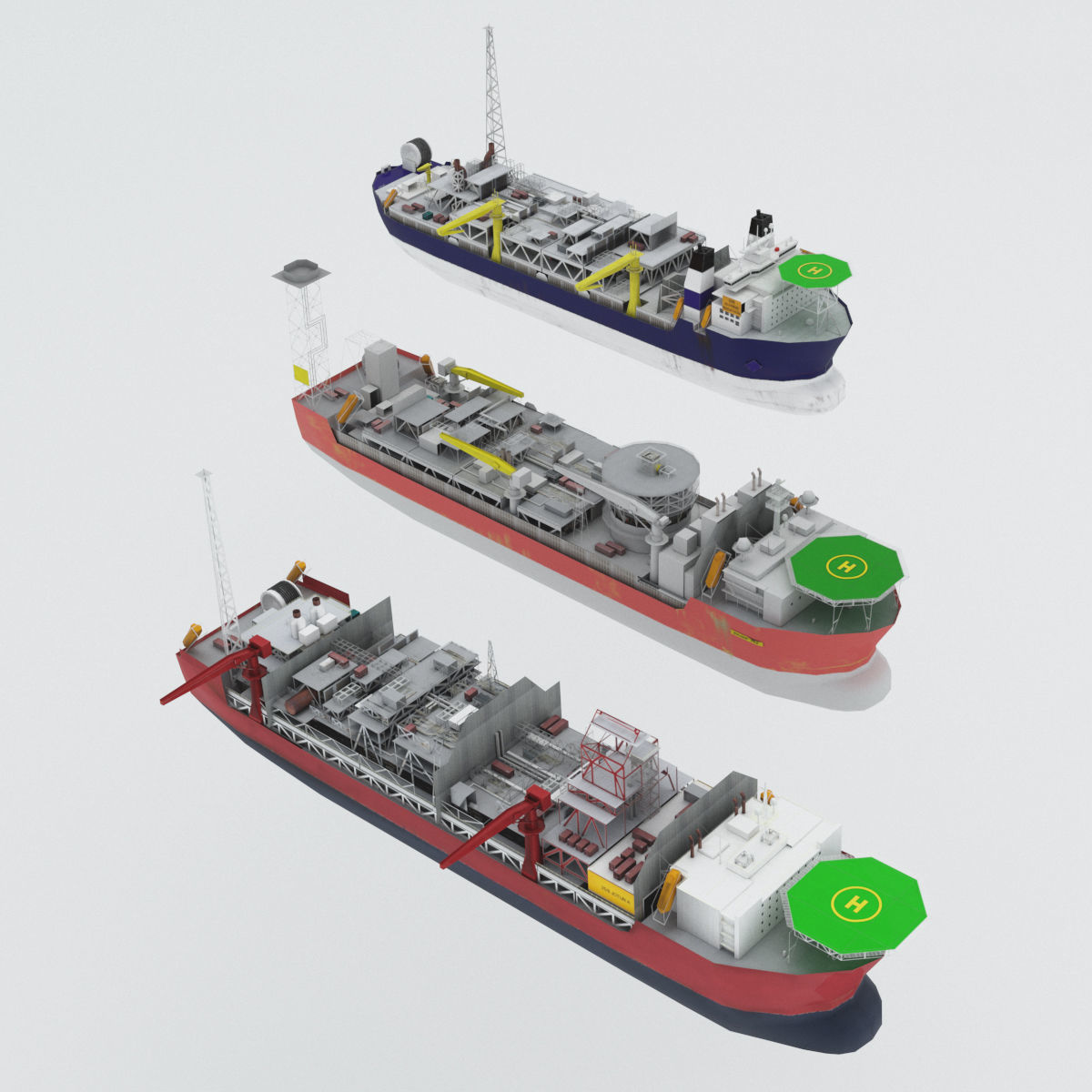 FPSO offshore platform  pack Low-poly 3D model_1