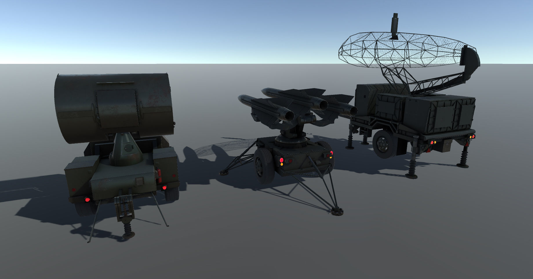 Military Set missile launcher Low-poly 3D model_6