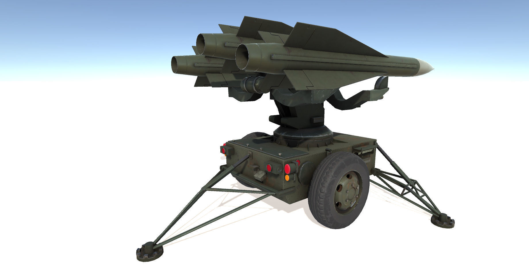 Military Set missile launcher Low-poly 3D model_5