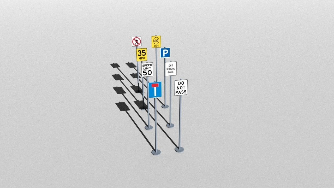 Traffic Signs Basic Package Low-poly 3D model_13