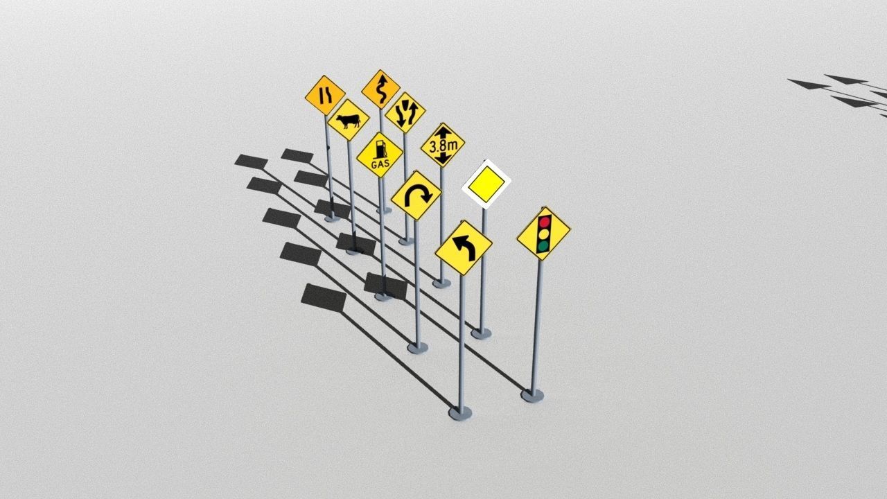 Traffic Signs Basic Package Low-poly 3D model_14