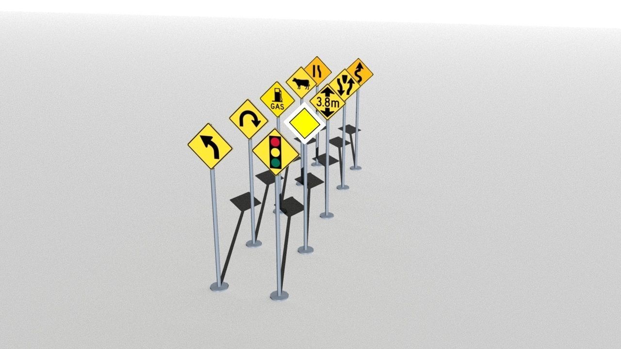 Traffic Signs Basic Package Low-poly 3D model_12