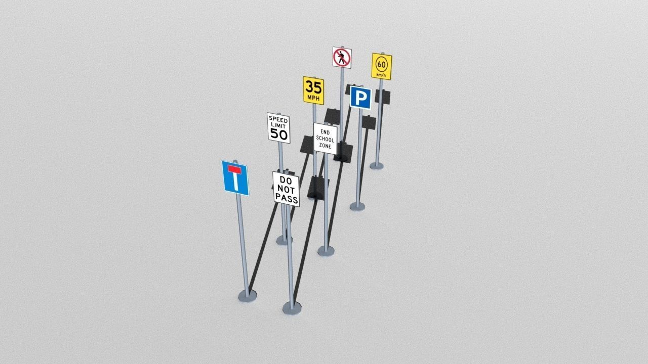 Traffic Signs Basic Package Low-poly 3D model_11