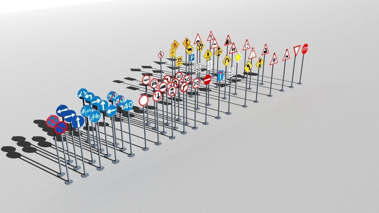Traffic Signs Basic Package Low-poly 3D model_6