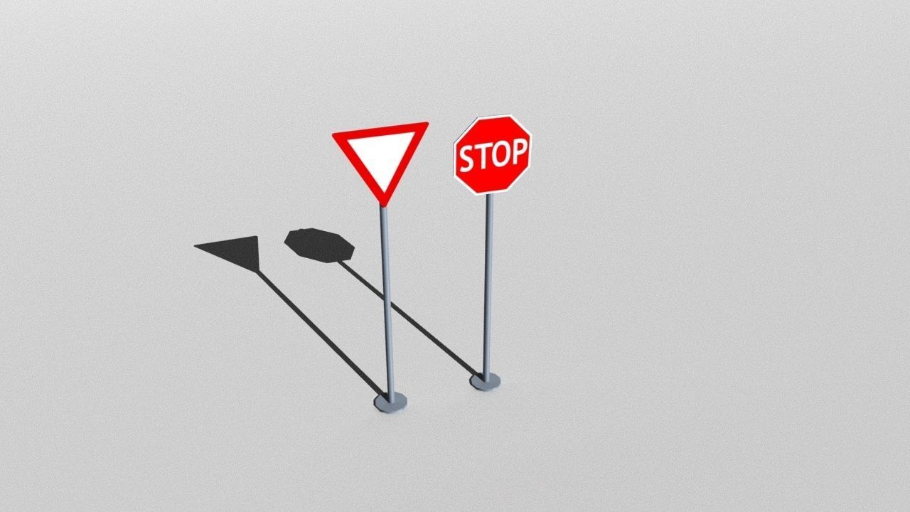 Traffic Signs Basic Package Low-poly 3D model_16