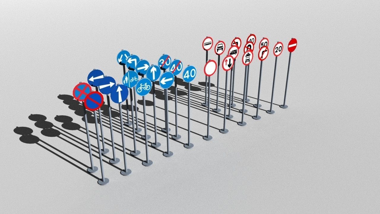 Traffic Signs Basic Package Low-poly 3D model_7