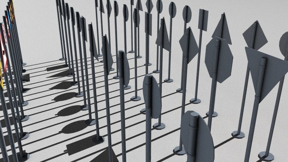 Traffic Signs Basic Package Low-poly 3D model_9