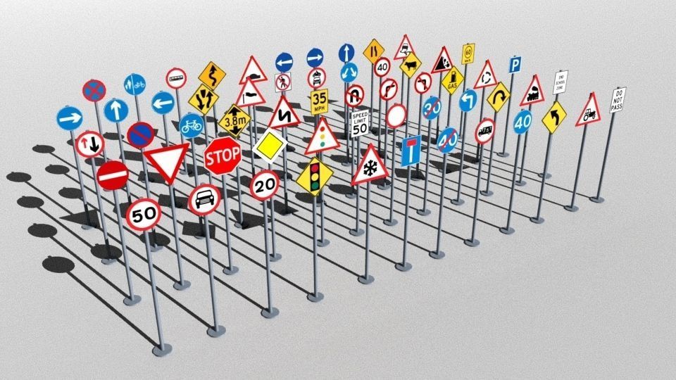 Traffic Signs Basic Package Low-poly 3D model_3