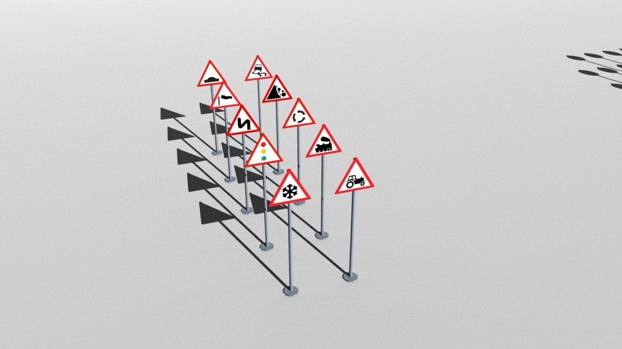 Traffic Signs Basic Package Low-poly 3D model_10