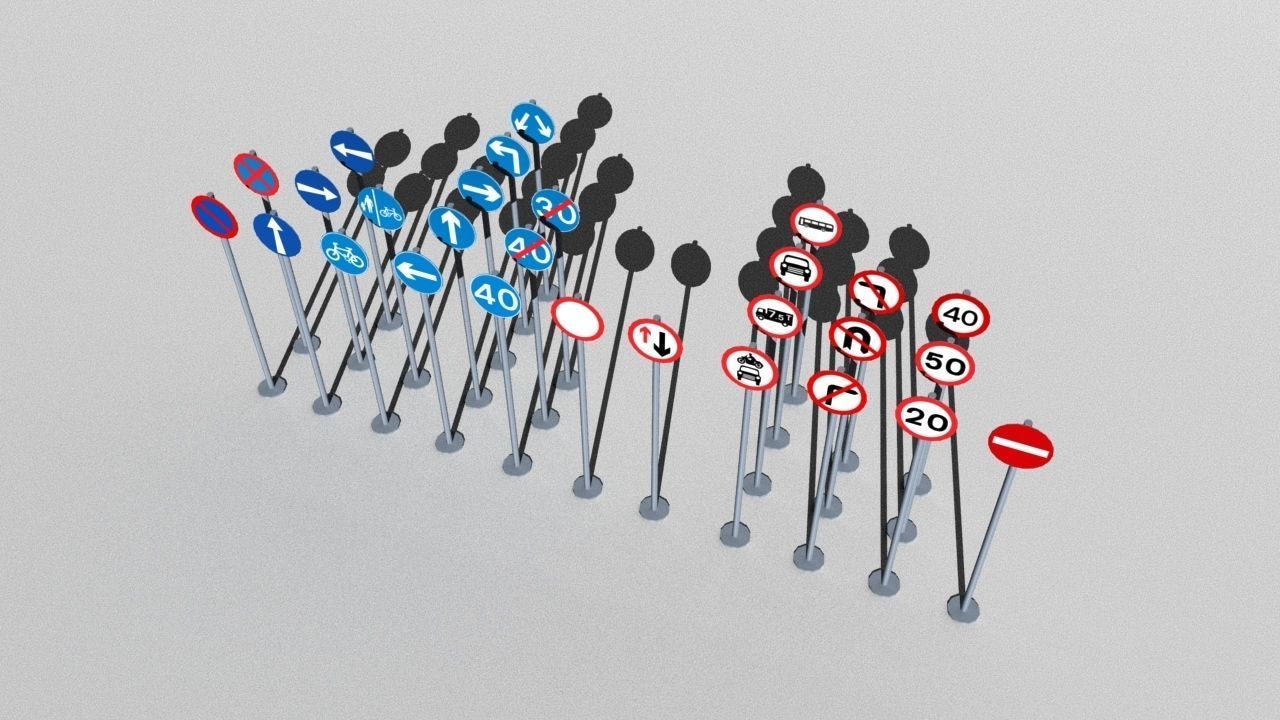 Traffic Signs Basic Package Low-poly 3D model_8