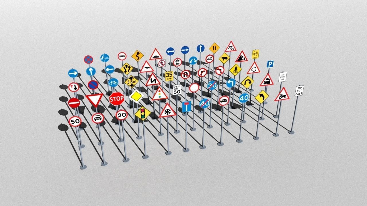 Traffic Signs Basic Package Low-poly 3D model_2