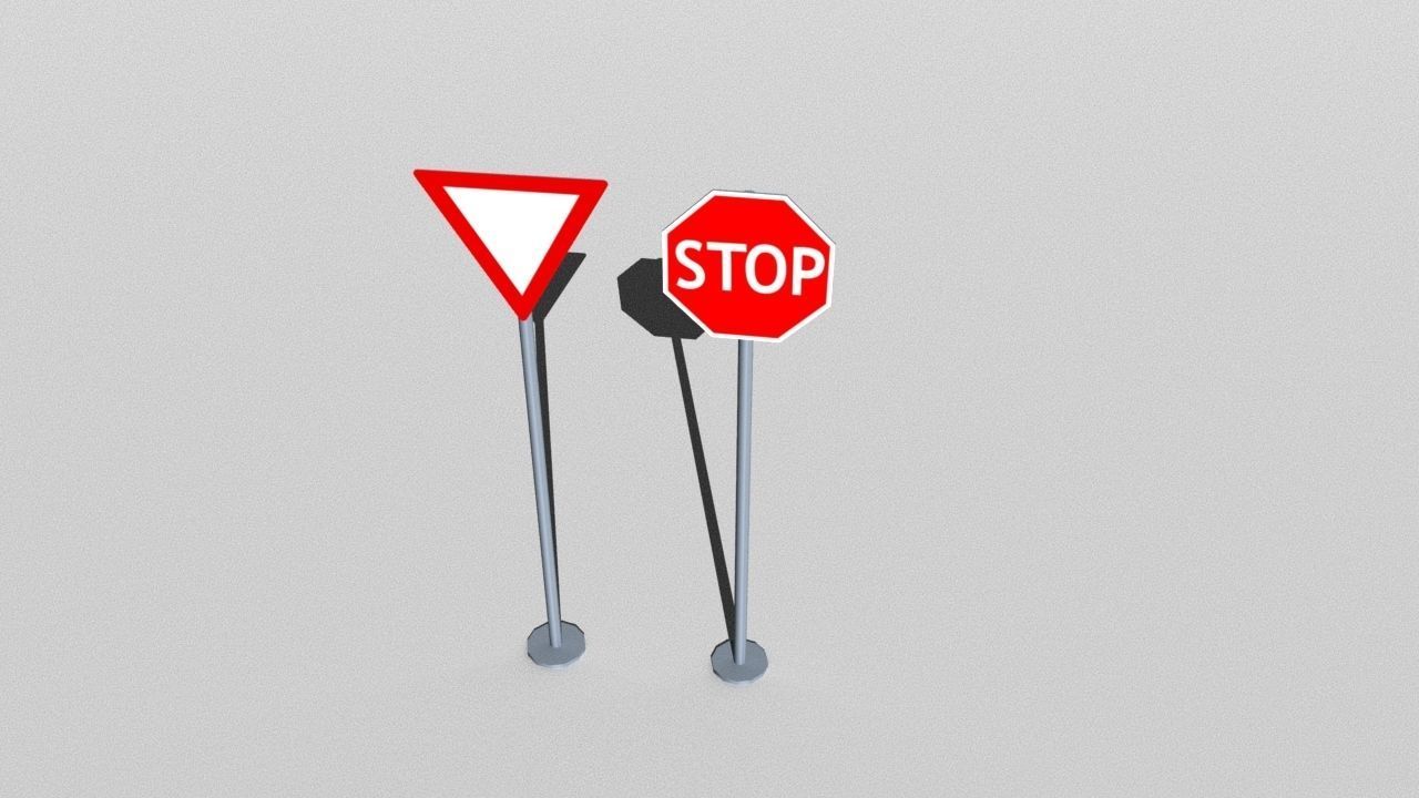 Traffic Signs Basic Package Low-poly 3D model_15
