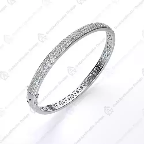 Bangle Bracelet with round gemstones 002 3D print model