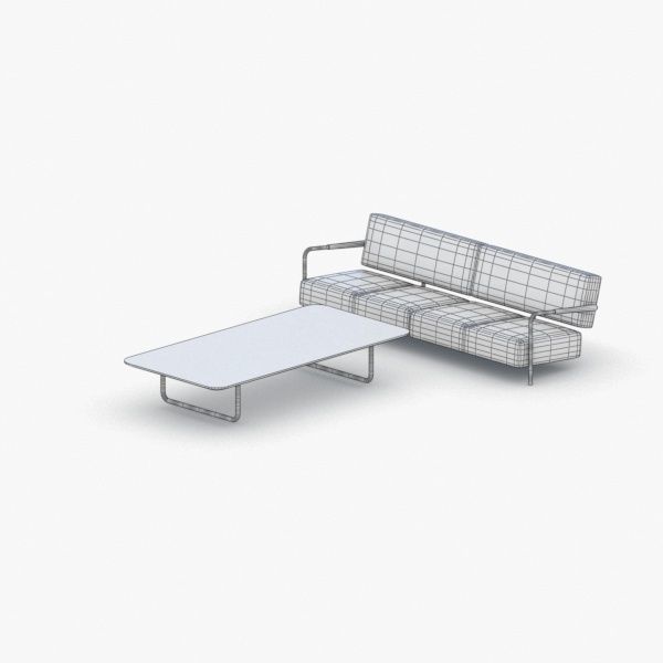 1061 - Sofa Chair and Table Set Low-poly 3D model_1