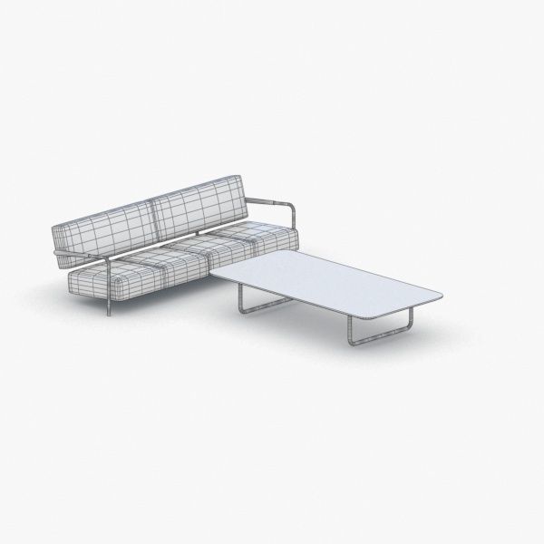 1061 - Sofa Chair and Table Set Low-poly 3D model_2