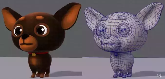 Dog Cartoon Low-poly 3D model