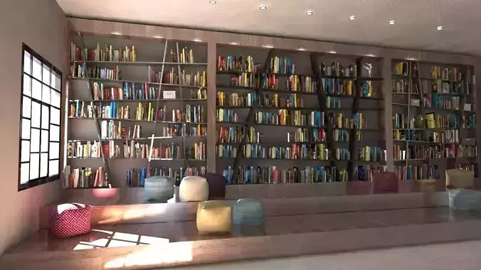 wooden school library books