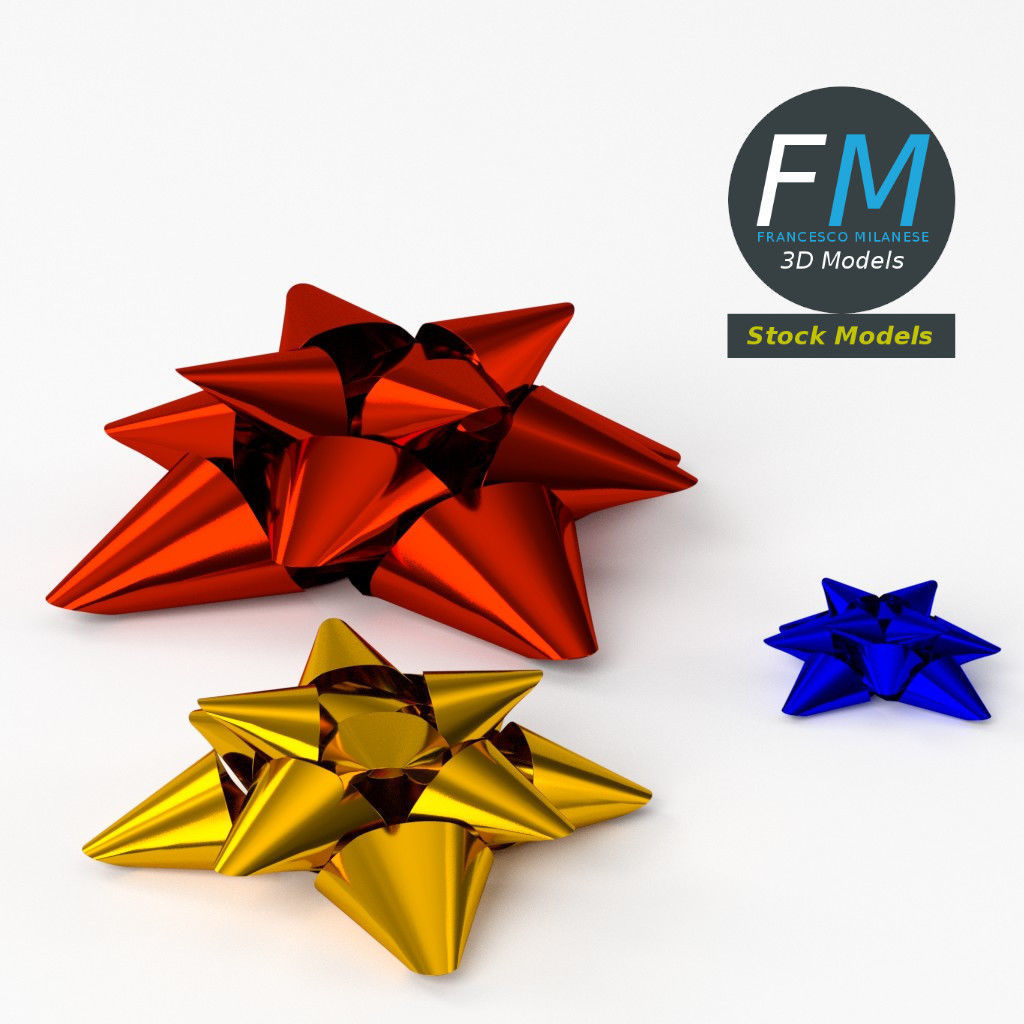 Star ribbons bows 3D model_5